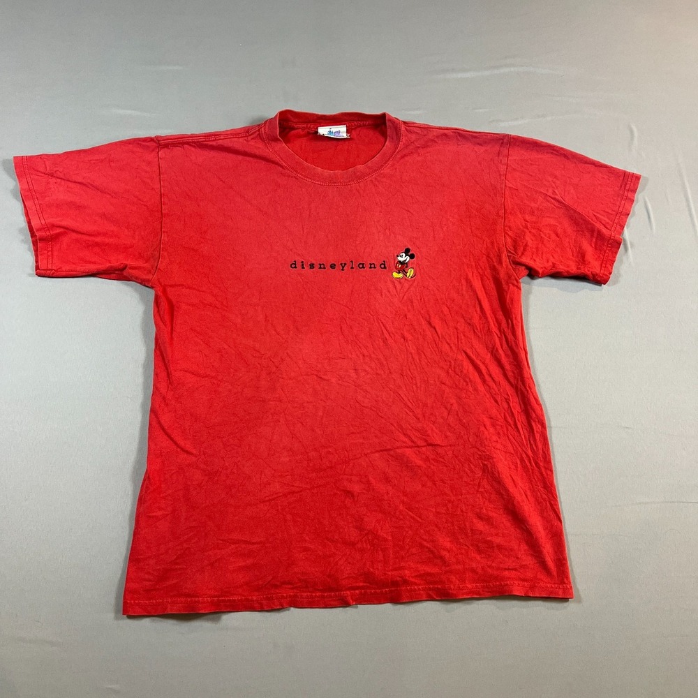 Disneyland Resort T Shirt Mens M Red Cotton Mickey Mouse Embroidered Logo Y2k
